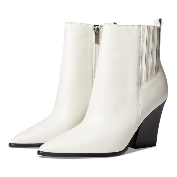 Marc Fisher LTD Shoes Mariel White Leather Heeled Chelsea Ankle Boots